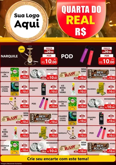 Modelo de Encarte para Encarte A4 Vertical com o tema Quarta do Real para Tabacaria