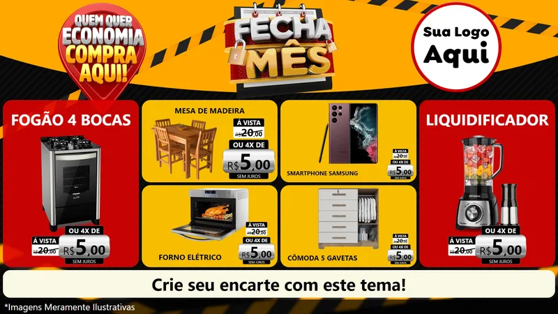 Modelo de TV para TV Horizontal com o tema Fecha Mês para Móveis e Eletro