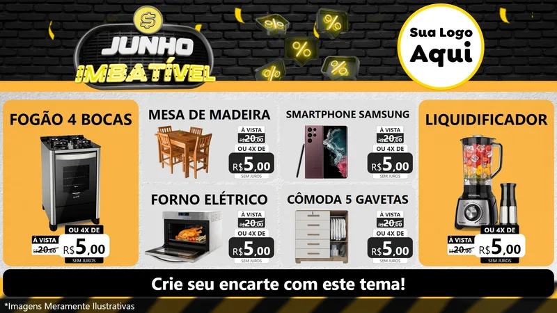 Modelo de TV para TV Horizontal com o tema Junho Imbatível para Móveis e Eletro