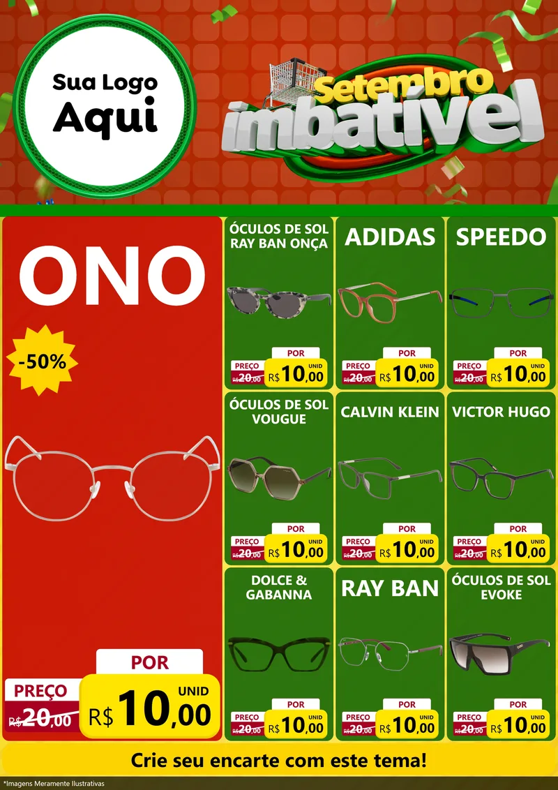 Modelo de Encarte para Encarte A4 Vertical com o tema Setembro Imbatível para Óticas