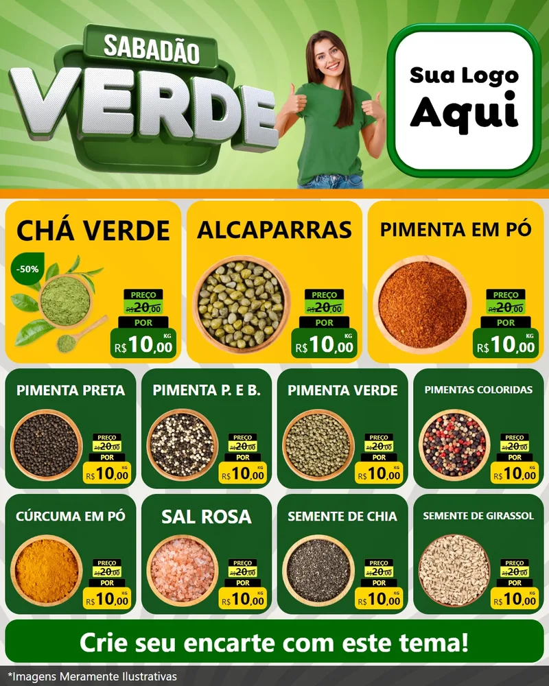 Modelo de Rede Social para Feed Instagram com o tema Sabadão Verde para Produtos Naturais
