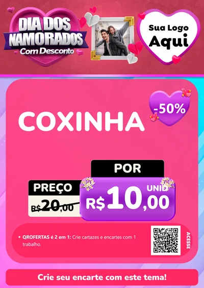 Modelo de Cartaz para Cartaz A4 Vertical com o tema Dia Dos Namorados Com Desconto para Salgadaria