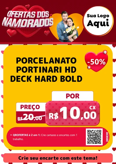 Modelo de Cartaz para Cartaz A4 Vertical com o tema Ofertas Dos Namorados para Pisos e revestimentos