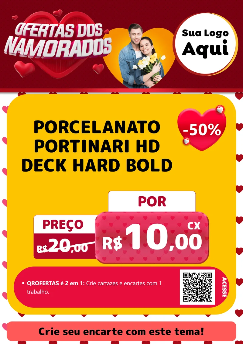 Modelo de Cartaz para Cartaz A4 Vertical com o tema Ofertas Dos Namorados para Pisos e revestimentos