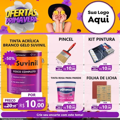Modelo de Rede Social para Feed Facebook com o tema Ofertas Da Primavera para Tintas e Ferramentas