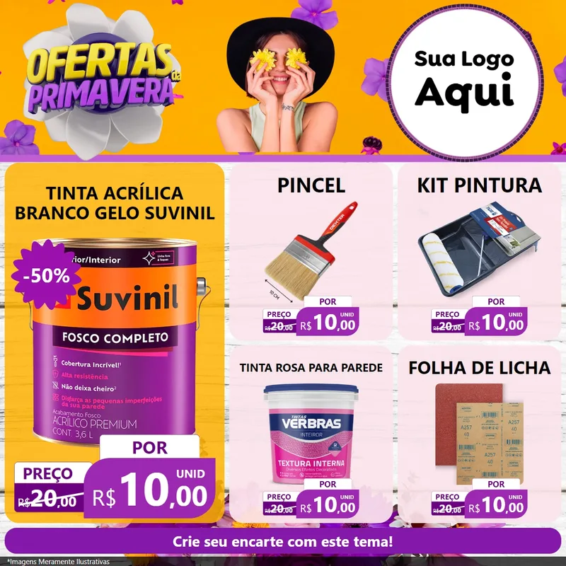 Modelo de Rede Social para Feed Facebook com o tema Ofertas Da Primavera para Tintas e Ferramentas