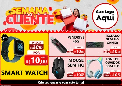Modelo de Encarte para Encarte A4 Horizontal com o tema Semana do Cliente para Informática
