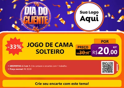 Modelo de Cartaz para Cartaz A4 Horizontal com o tema Dia do Cliente para Cama, Mesa e Banho