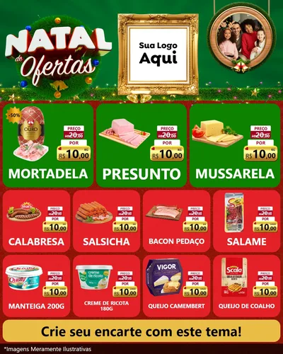 Modelo de Rede Social para Feed Instagram com o tema Natal de Ofertas para Frios e Laticínios