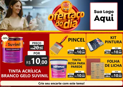 Modelo de Encarte para Encarte A4 Horizontal com o tema Ofertaço Do Dia para Tintas e Ferramentas