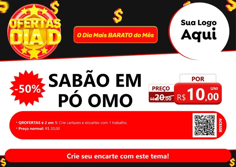 Modelo de Cartaz para Cartaz A4 Horizontal com o tema Dia D para Produtos de Limpeza