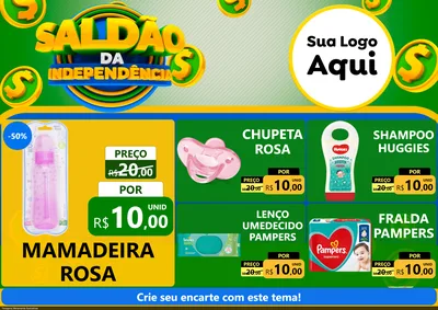 Modelo de Encarte para Encarte A4 Horizontal com o tema Saldão da Indepêndencia para Bebês