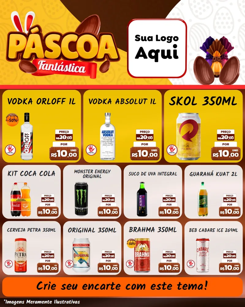 Modelo de Rede Social para Feed Instagram com o tema Páscoa Fantástica para Distribuidora de bebidas
