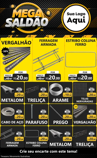 Modelo de Encarte para Encarte Grande com o tema Mega Saldão para Ferragens