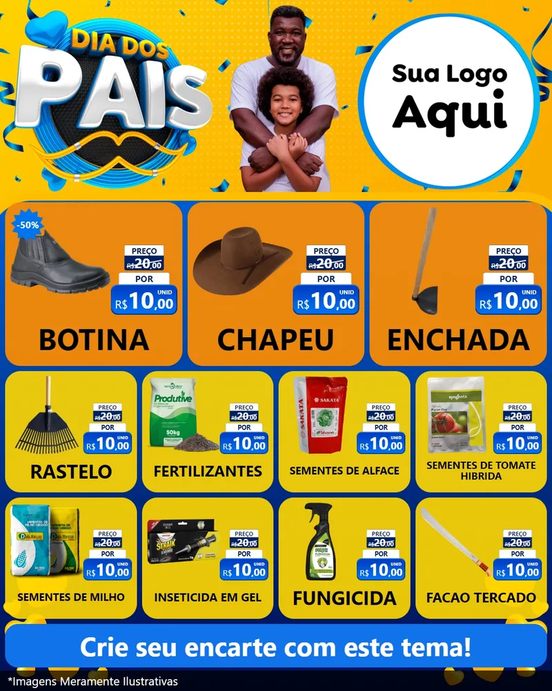 Modelo de Rede Social para Feed Instagram com o tema Dia dos Pais para Agropecuária