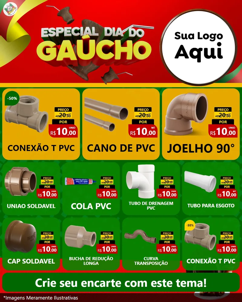 Modelo de Rede Social para Feed Instagram com o tema Especial Dia do Gaúcho para Tubos e conexões