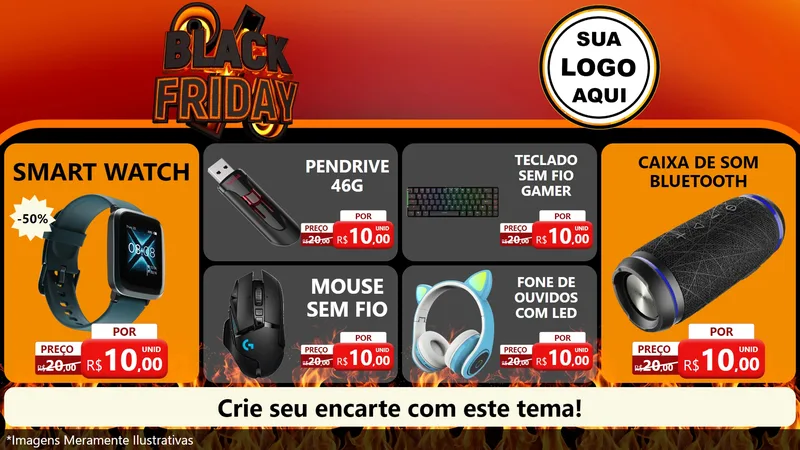 Modelo de TV para TV Horizontal com o tema Black Friday para Informática