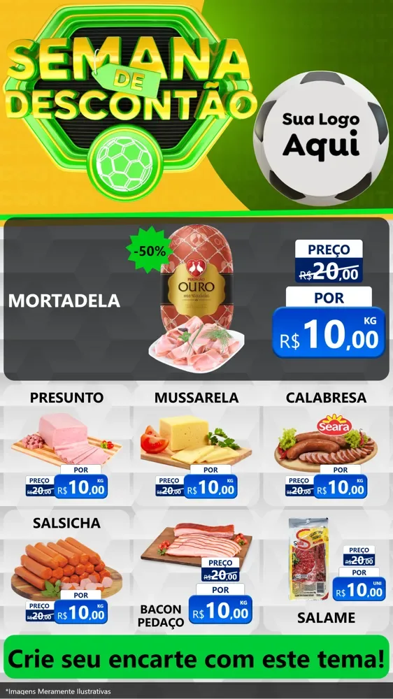 Modelo de Rede Social para Stories com o tema Semana de Descontão - Copa para Frios e Laticínios