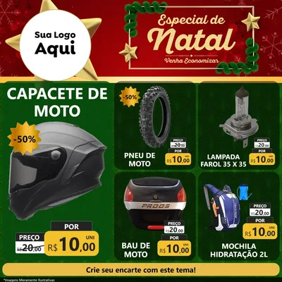 Modelo de Rede Social para Feed Facebook com o tema Especial de Natal para Moto peças
