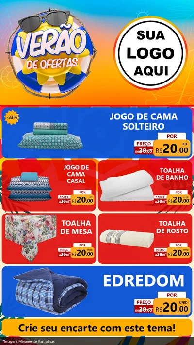 Modelo de TV para TV Vertical com o tema Verão de Ofertas para Cama, Mesa e Banho