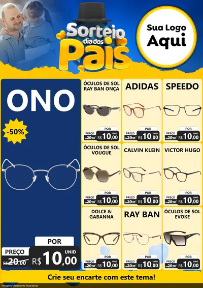 Modelo de Encarte para Encarte A4 Vertical com o tema Sorteio Dia Dos Pais para Óticas