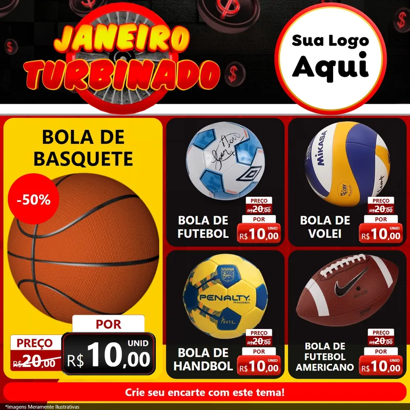 Modelo de Rede Social para Feed Facebook com o tema Janeiro Turbinado para Artigos Esportivos