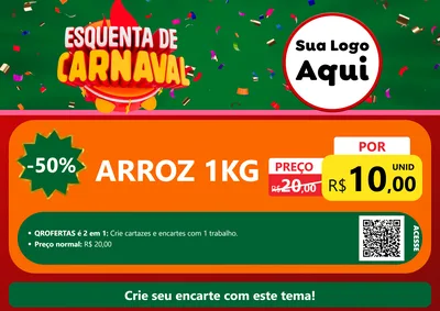 Modelo de Cartaz para Cartaz A4 Horizontal com o tema Esquenta de Carnaval para Supermercado