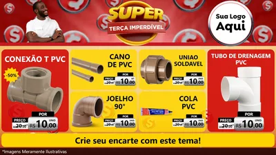 Modelo de TV para TV Horizontal com o tema Super Terça Imperdível para Tubos e conexões