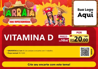 Modelo de Cartaz para Cartaz A4 Horizontal com o tema Arraiá Dos Apaixonados - Junina para Farmácia