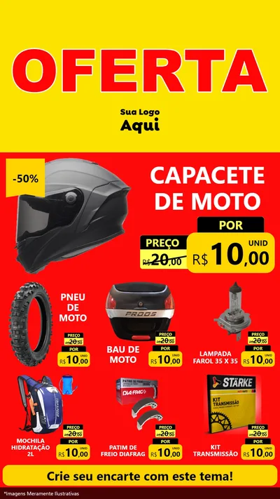 Modelo de Rede Social para Stories com o tema OFERTA - Vermelho Cartaz para Moto peças