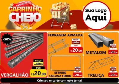 Modelo de Encarte para Encarte A4 Horizontal com o tema Promoção carrinho cheio para Ferragens