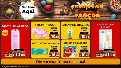 Modelo de TV para TV Horizontal com o tema Promoção Páscoa para Bebês