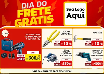 Modelo de Encarte para Encarte A4 Horizontal com o tema Dia do Frete Grátis para Maquinas e Ferramentas
