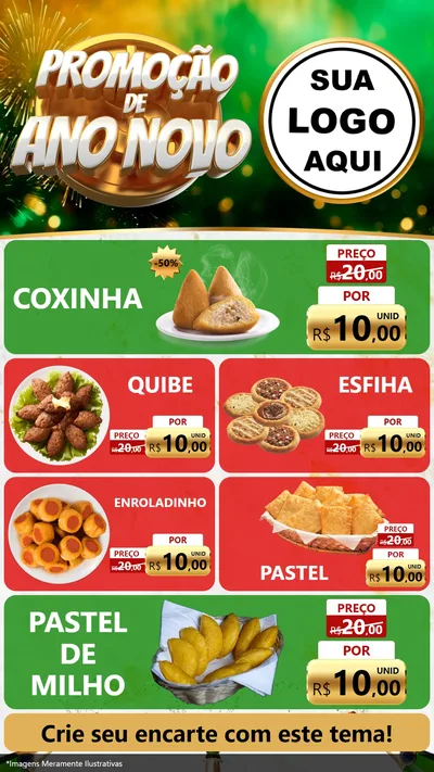 Modelo de TV para TV Vertical com o tema Promoção de Ano Novo para Salgadaria