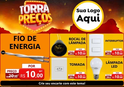 Modelo de Encarte para Encarte A4 Horizontal com o tema Torra Preços para Materiais Elétricos