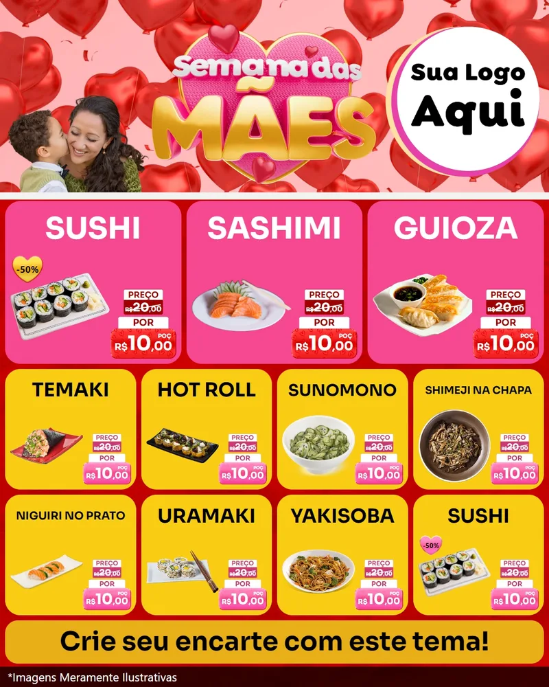 Modelo de Rede Social para Feed Instagram com o tema Semana Das Mães para Comida japonesa