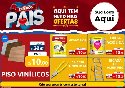 Modelo de Encarte para Encarte A4 Horizontal com o tema Dia dos Pais para Material para Construção