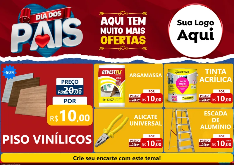 Modelo de Encarte para Encarte A4 Horizontal com o tema Dia dos Pais para Material para Construção
