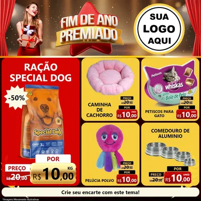 Modelo de Rede Social para Feed Facebook com o tema Fim de Ano Premiado para Pet Shop