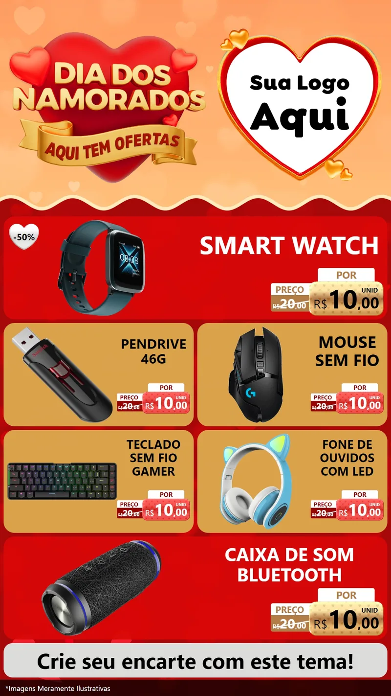 Modelo de TV para TV Vertical com o tema Dia dos Namorados - Aqui Tem Ofertas para Informática