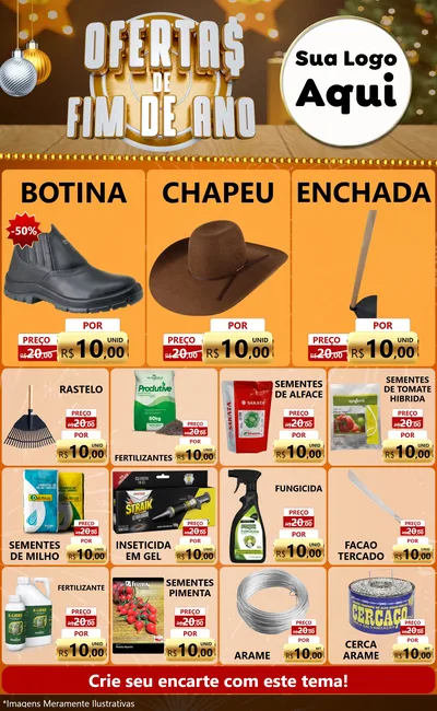 Modelo de Encarte para Encarte Grande com o tema Ofertas de Fim de Ano para Agropecuária