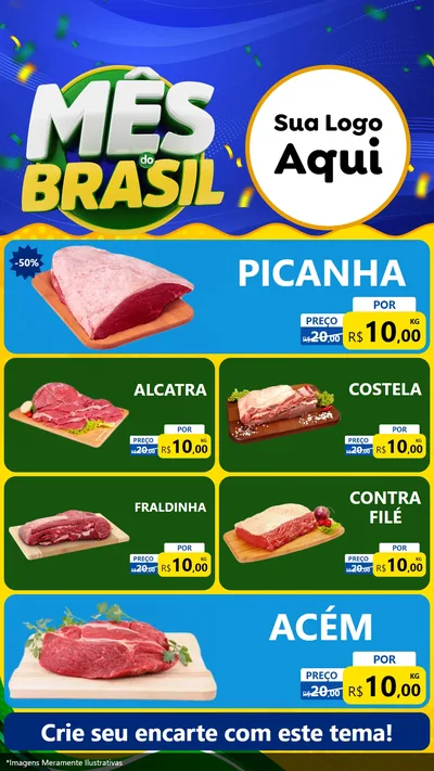 Modelo de TV para TV Vertical com o tema Mês do Brasil para Açougue