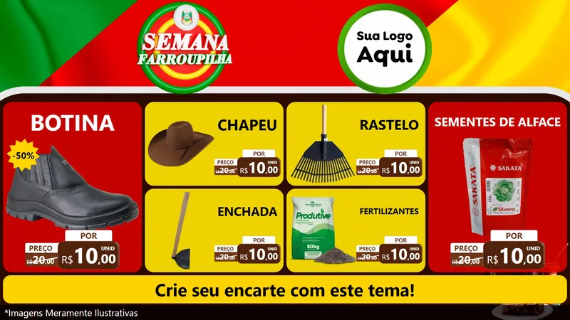 Modelo de TV para TV Horizontal com o tema Semana Farroupilha para Agropecuária