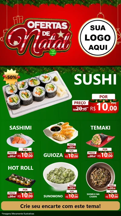 Modelo de Rede Social para Stories com o tema Ofertas de Natal para Comida japonesa