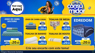 Modelo de TV para TV Horizontal com o tema Mês do Consumidor para Cama, Mesa e Banho