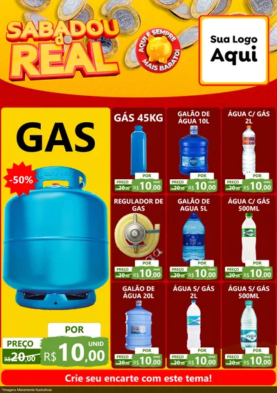 Modelo de Encarte para Encarte A4 Vertical com o tema Sabadou do Real para Água e gás