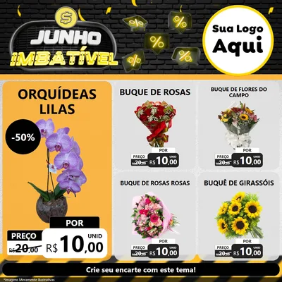 Modelo de Rede Social para Feed Facebook com o tema Junho Imbatível para Floricultura e jardim