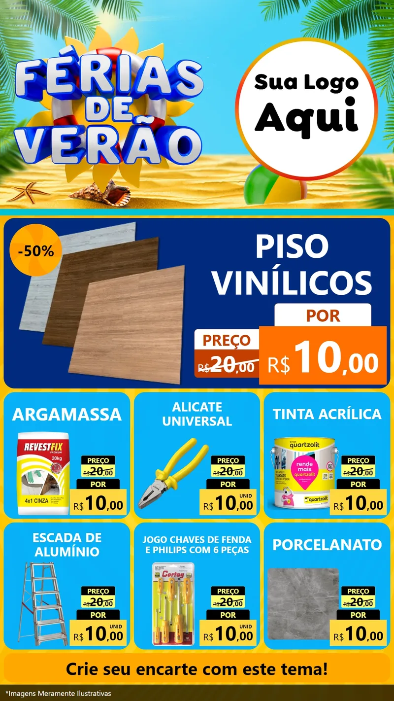 Modelo de Rede Social para Stories com o tema Férias de Verão para Material para Construção