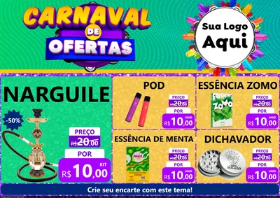 Modelo de Encarte para Encarte A4 Horizontal com o tema Carnaval de Ofertas para Tabacaria