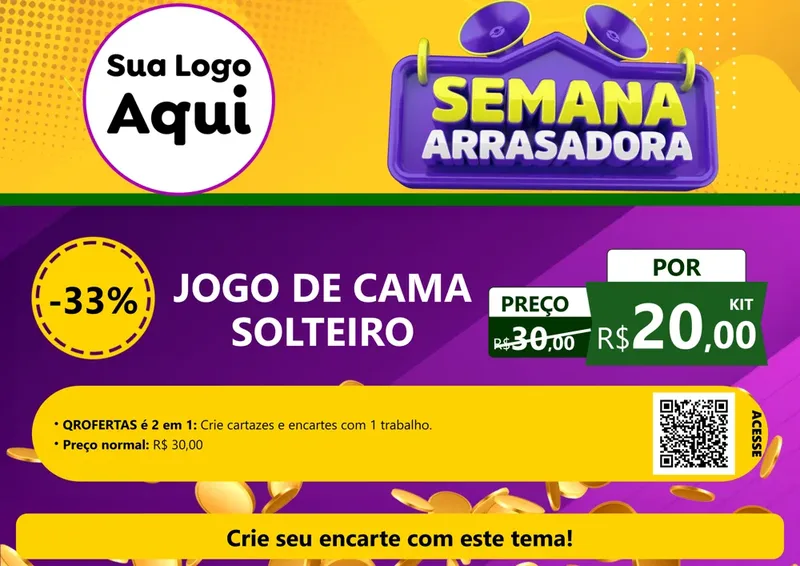 Modelo de Cartaz para Cartaz A4 Horizontal com o tema Semana Arrasadora para Cama, Mesa e Banho